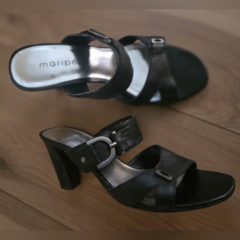 Maripé - Black Leather Heels 6M